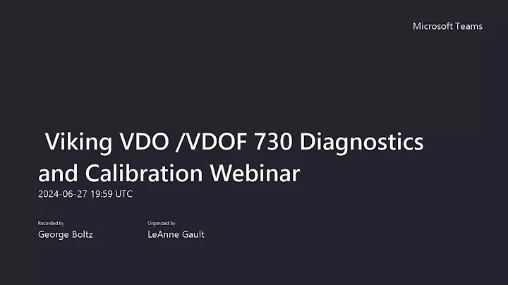 Viking VDO  VDOF 730 Diagnostics and Calibration Webinar