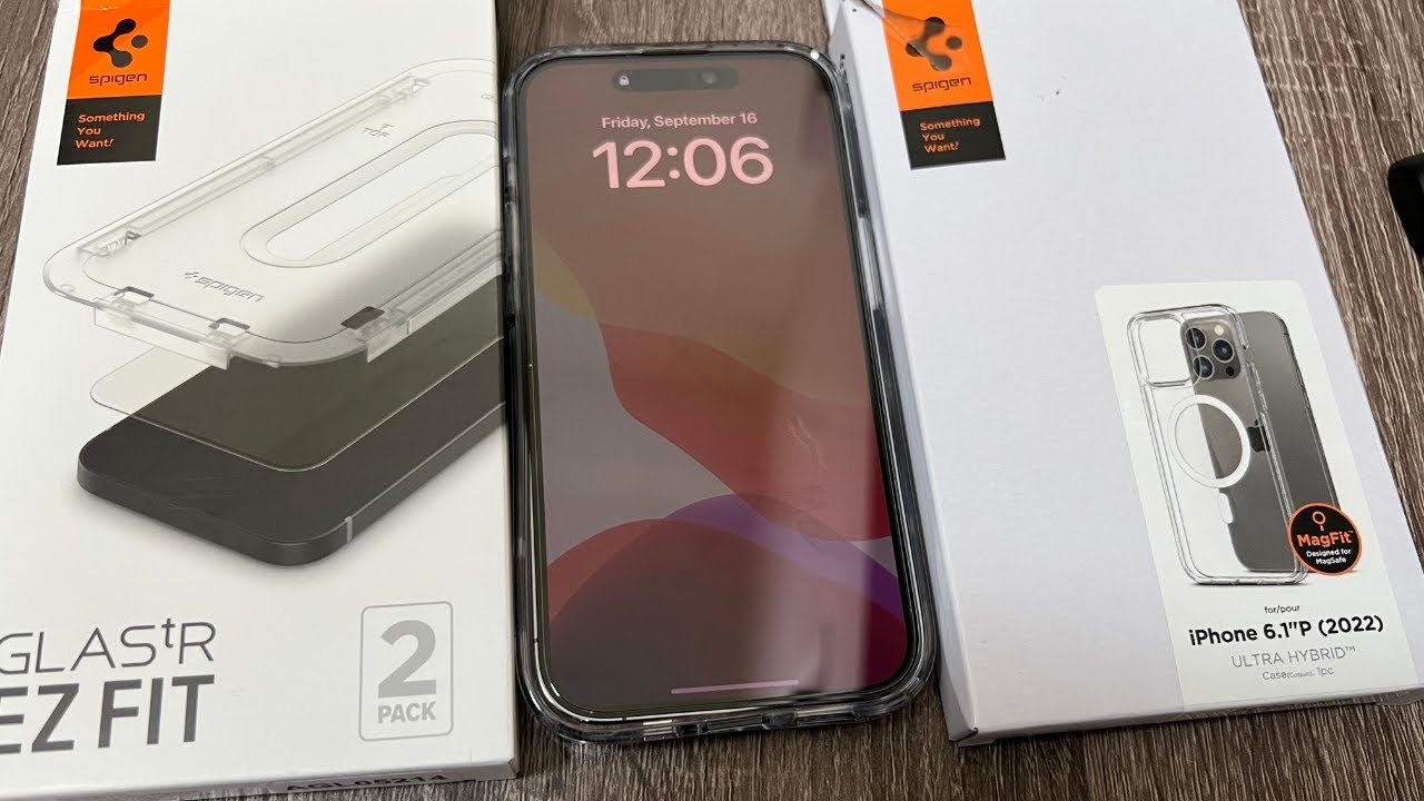 IPhone 14 Pro Case and Screen Protector Spiegen Case & Glastr Ez Fit