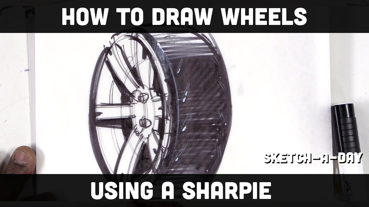 How to draw a wheel - YouTube