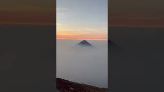 Sunrise View of Acatenango, Agua, and Erupting Fuego Volcano