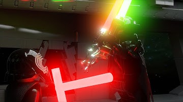 My first lego lightsaber duel animation in blender!