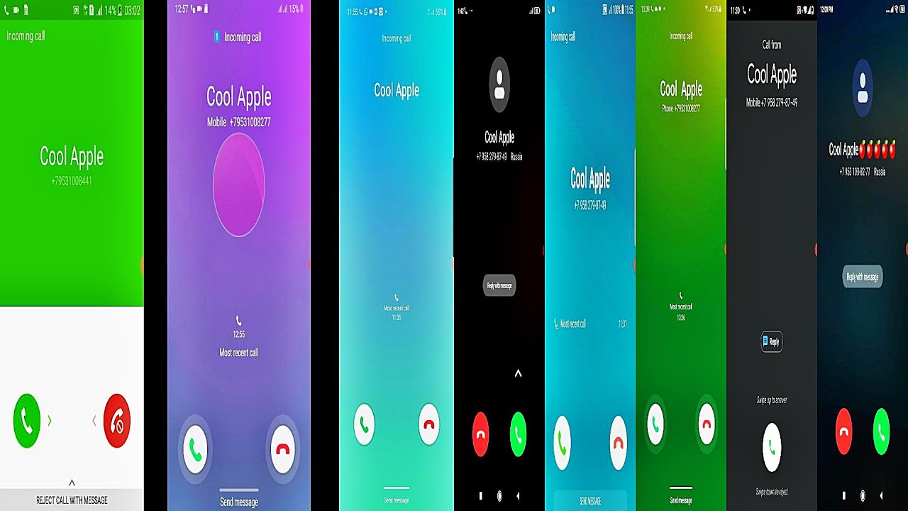 8 phones incoming call & screen recordings /Various ringtones - YouTube