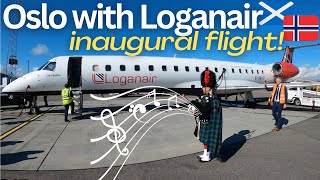 Water Canons, Bagpipes and Scary Slides! Oslo onboard Loganair's inaugural flight from Aberdeen!