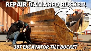 Repair DAMAGED Tilt Bucket for 30T CAT Excavator | Welding & Arc Gouging