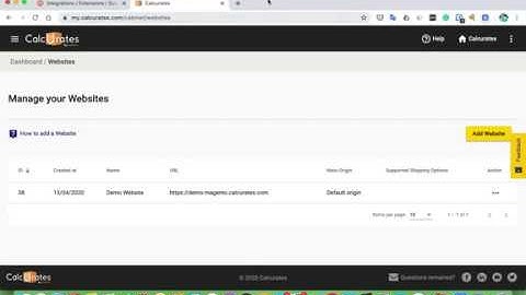 How to add your Magento website to Calcurates account — step by step screencast.