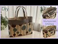 ポケットいっぱいトートバッグ作り方How To Make Multi Pocket Totebag , 仕切りポケット付き, easy sewing tutorials, diy