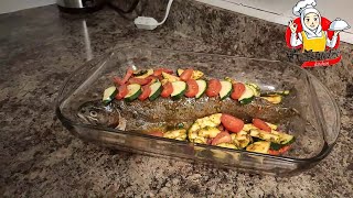 Easy Oven Baked Trout Recipe | طريقة تحضير سمك السلمون بالخضار في الفرن و لا أروع | Truite Au Four