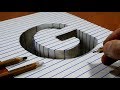 Draw a letter g hole on line paper   3d trick art