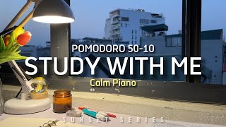 3HOUR STUDY WITH ME / calm piano / My little room at Sunset / Pomodoro 5010