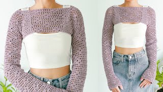 Easy Crochet Lace Shrug Tutorial | Crochet Shrug | Chenda DIY