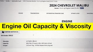 2024 Chevrolet Malibu Engine Oil & Capacity