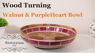 Woodturning | Segmented Walnut and PurpleHeart Bowl | Restoration DIY