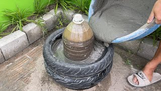 Great techniques making Flower pots from Cement and Old tires  Beautiful, Cheap