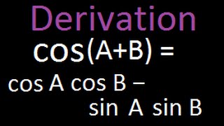 Trigonometry : proof : cos (A + B) = cos A cos B - sin A sin B : Derivation