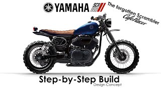 Yamaha SCR 950 Scrambler Cafe Racer design concept with animated step-by-step modifications