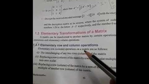 #tnkalvi 12th maths elementary transformations of a matrix #tnkalvi#maths