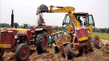 Jcb 3dx Backhoe Machine Loading Mud In Mahindra 475 Di Tractor | Jcb Tractor | Jcb Video | Jcb | Jcp