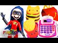 Incredibles Eats McDonalds Happy Meal with Giant Hamburger and Giant French Fries!!