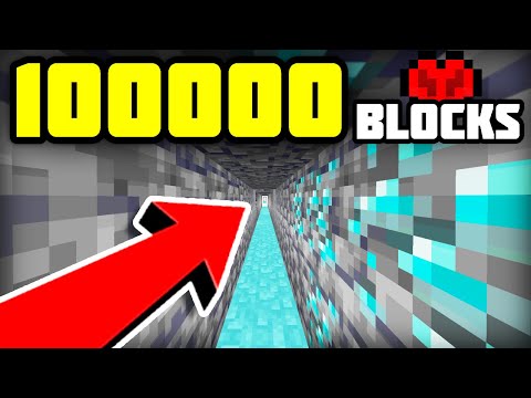 I Mined For 100,000 Blocks In A Straight Line In Minecraft Hardcore!