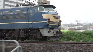 EF66 27牽引・1092レ 雨の中通過
