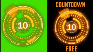Green Screen Neon Countdown orange FREE, Chroma Key countdown orange, timer, 10 seconds, pantalla