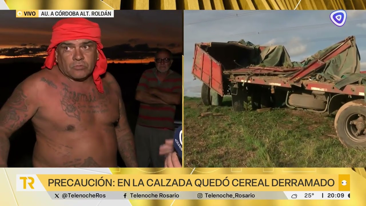 Un camión que transportaba cereal volcó sobre la banquina de la autopista a Córdoba