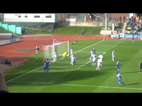 Ashley Barnes scores against Oldham 25/9/10