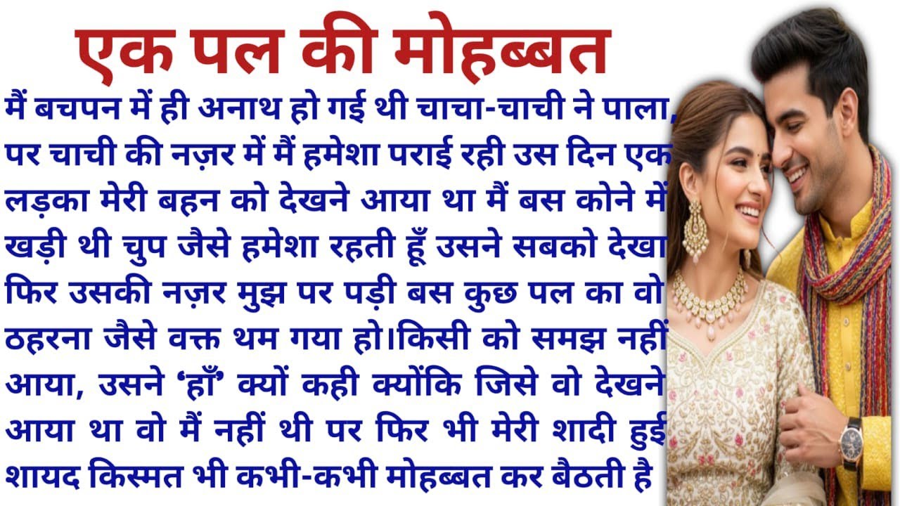 एक पल की मोहब्बत | Emotional heart touching love story | Motivational story| Moral Kahani 
