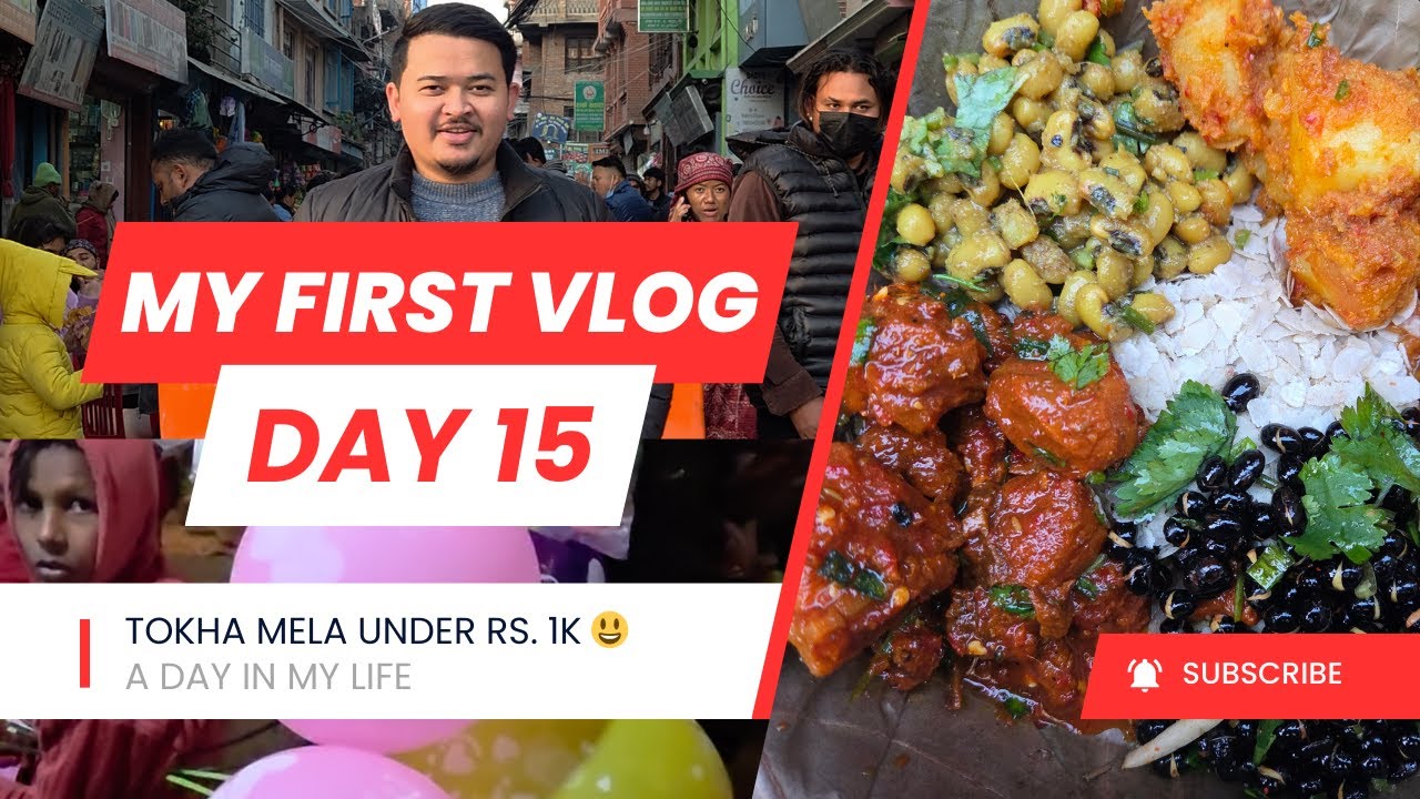 My First Vlog – Day 15 | Tokha Mela Under Rs.1000 | Food & Local Vibes 🎉