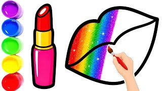 💄✨ Lipstick Coloring for Kids || Learn Colors with Cute Lipstick Drawing | Easy Drawing for Children