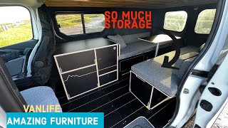 FULL CAMPER CONVERSION  Installing ultimate Camper Van Furniture | Maximum STORAGE