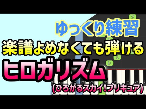 【初心者でも弾ける】ヒロガリズム(ひろがるスカイ！プリキュア　エンディングテーマ)ピアノ簡単アレンジ＊ドレミ付きゆっくり＊1本指＊片手だけ＊楽譜販売中