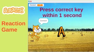 Reaction game that accepts a key within one second | Scratch tutorial 3 screenshot 1