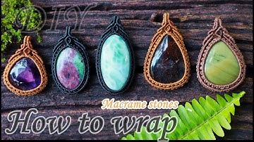 How to make macrame jewelry-Tutorial wrap a stone pendant-Handmde-Waxed cord-สอนถักกรอบเชือกเทียน
