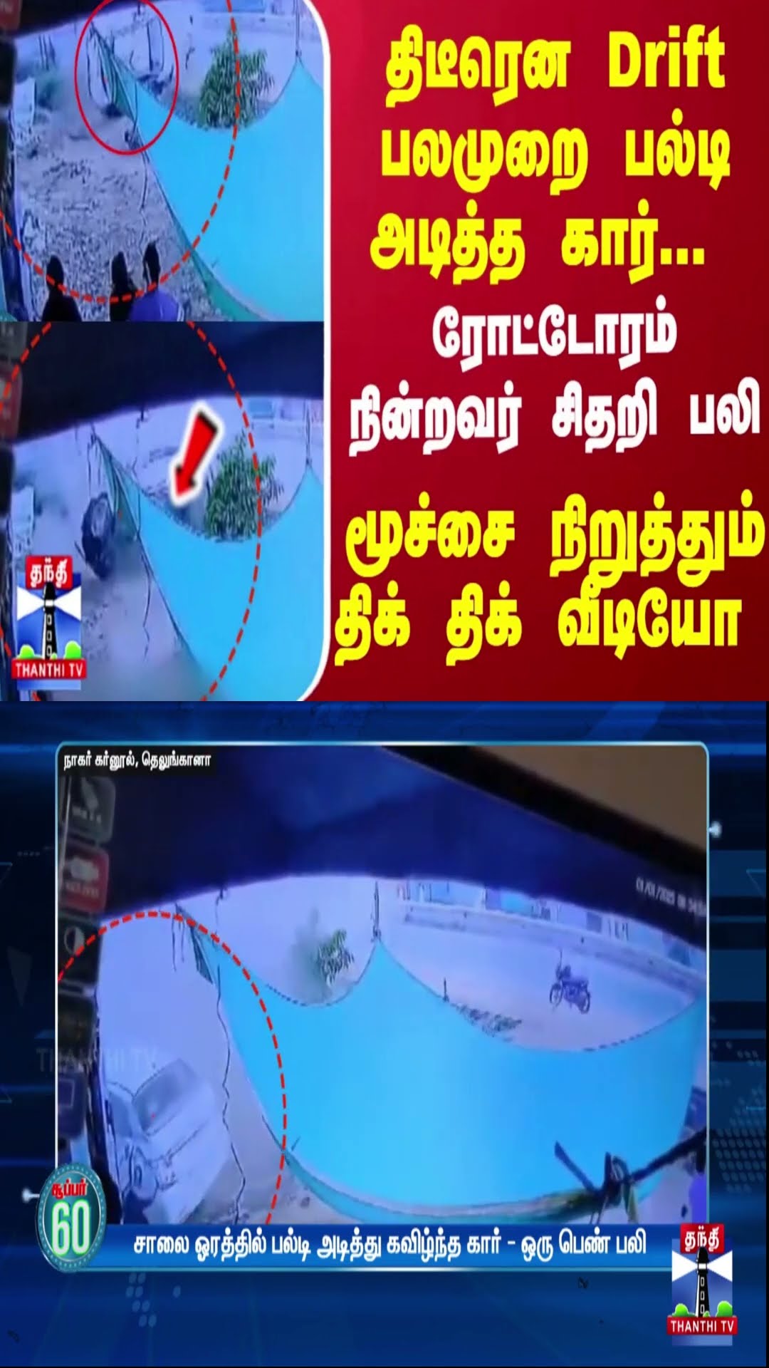 திடீரென Drift - பலமுறை பல்டி அடித்த கார்... ரோட்டோரம் நின்றவர் சிதறி பலி... திக் திக் வீடியோ