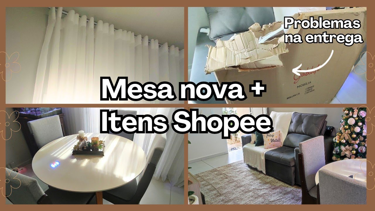 VLOG - Sua CASA ACONCHEGANTE com baratinhos da SHOPEE - cortina e tapetes 🥰 Compramos uma MESA NOVA!