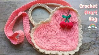 How to Crochet a Heart Bag || Easy step-by-step no-sew tutorial for beginners Valentine's Day 