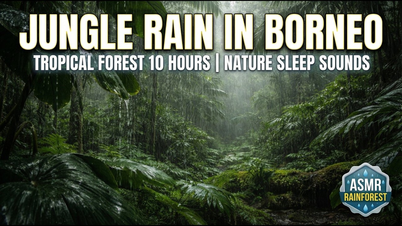 Jungle Rain in Borneo Tropical Forest 🌿🌧️ 10 Hours  Nature Sleep Sounds  ASMR Rainforest