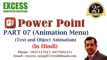 Power Point | Part 7 | Explanation of Animation Menu | Excess Computer Education