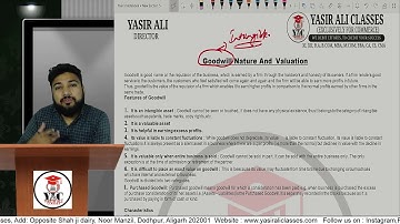 B.COM Entrance | Accountancy | AMU ENTRANCE | 2020-21 | Chapter- Nature & Valuation of Goodwill