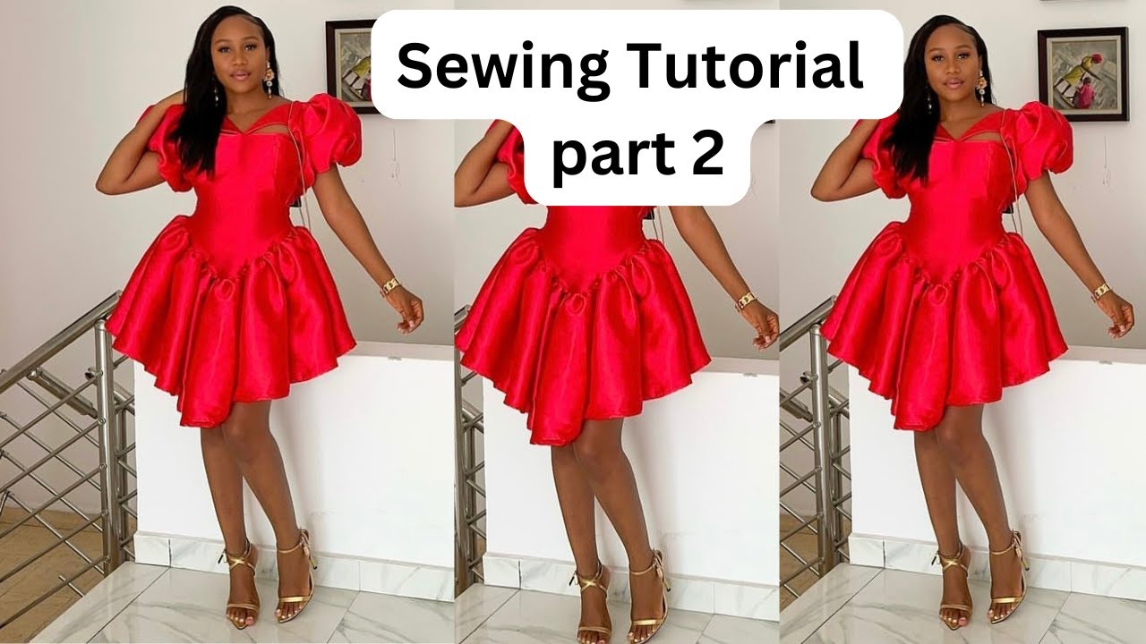 How to cut and sew a gathered dress with a basque waistline and a