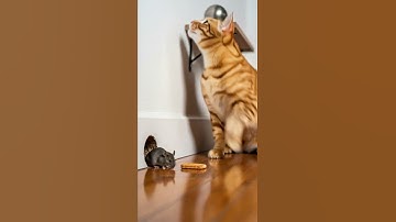 The orange cat stared at the mouse intently. Will it pounce next #cats #pets #funny
