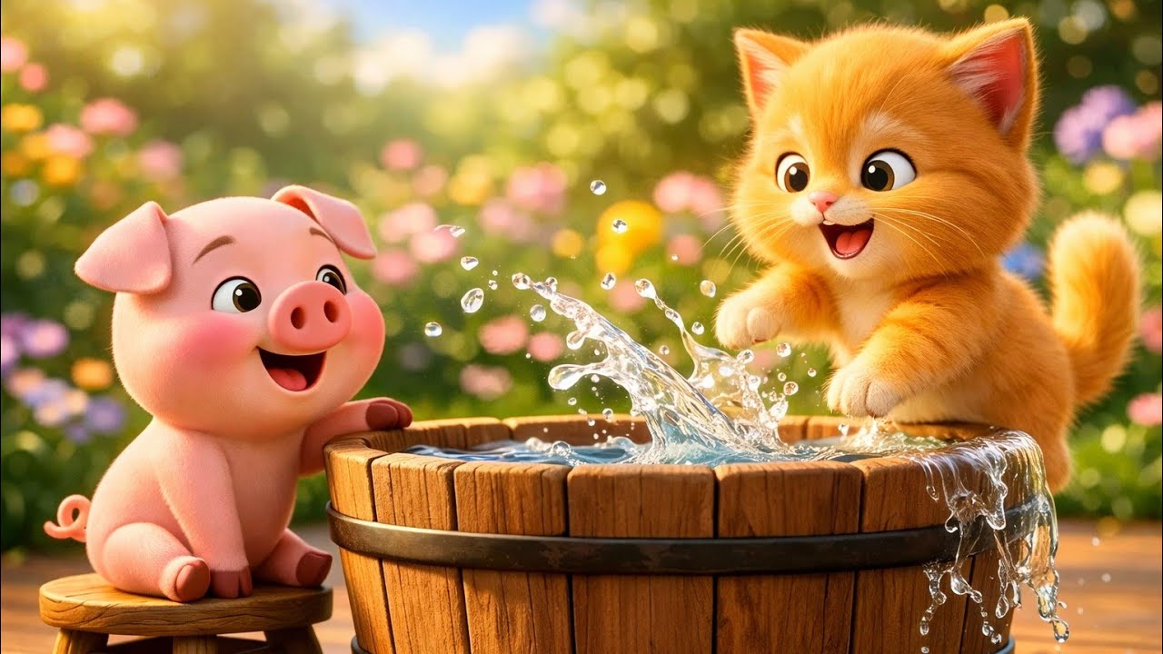 Baby Kitten and Pig Cartoon | Cat Video | Pig Video | Baby Animals | Billi Ki Video | Kids Story