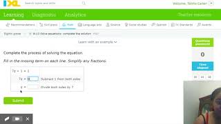 IXL | Solve equations: complete the solution | 8th grade math