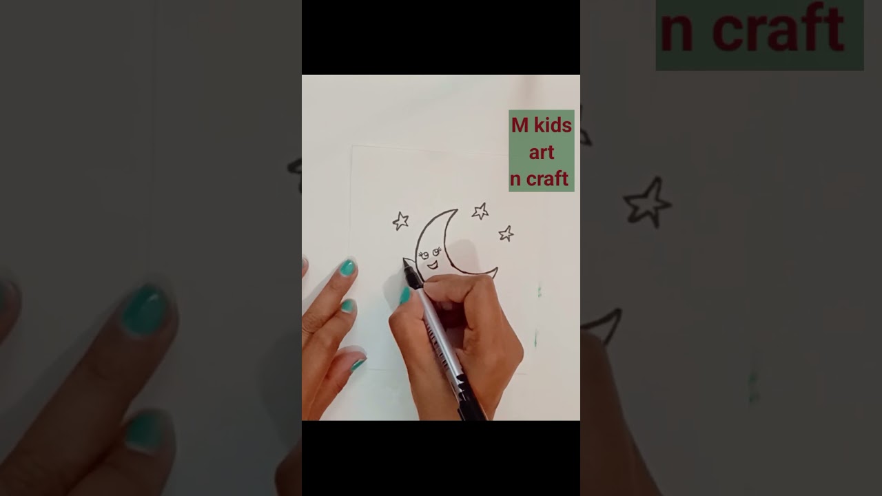 Cute moon🌜 drawing with alphabet C | Kids drawing| Shorts🙂
