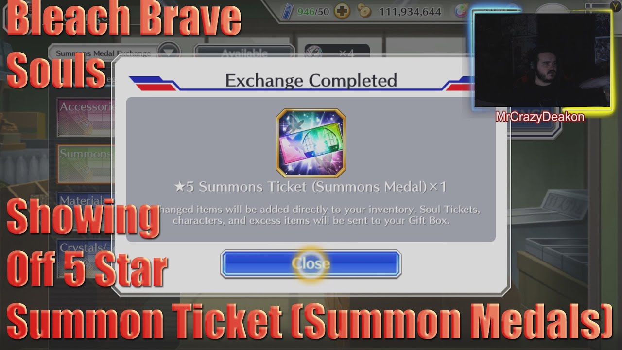 Bleach Brave Souls Showing Off 5 Star Summon Ticket (Summon Medals)