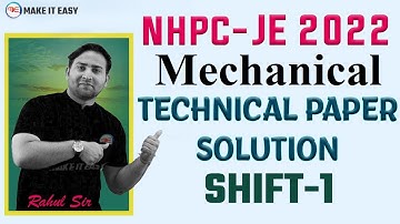 NHPC JE 2022 Solution  Mechanical engineering Shift 1  | NHPC 2022 ANSWER KEY | NHPC CUT OFF