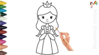 Beautiful Princess Drawing Panting Colouring For Kids Toddlers | How to draw Princess #princessdraw