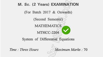 2018 Cdlu MSc Maths 2nd Sem Differential Equation Question Paper
