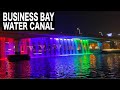 Business Bay Water Canal Night Walk | 4K | Dubai Tourist Attraction